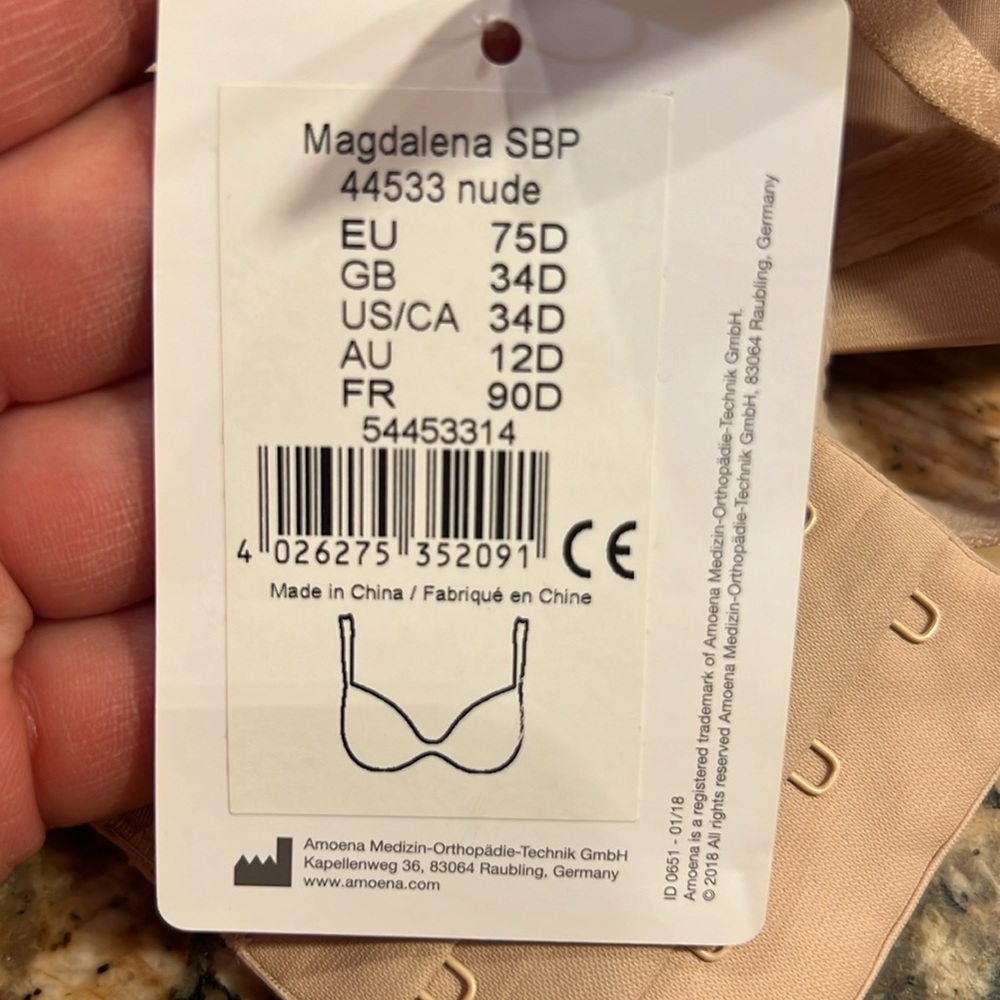 Amoena Magdalena Back-Smoothing Padded Wire-Free Bra 44533 Nude 34D - Picture 13 of 13